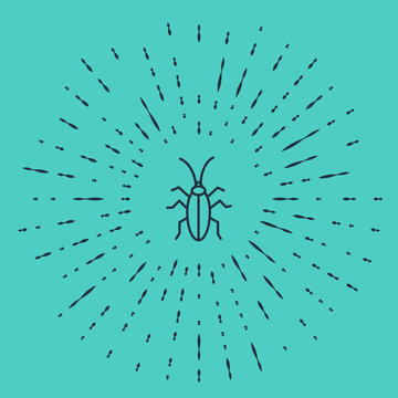 recommend clip art: Black line Cockroach icon isolated on green background. Abstract circle random dots. Vector Illustration