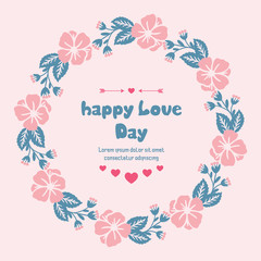 Beautiful crowd of peach flower frame, for elegant happy love day greeting card design. Vector
