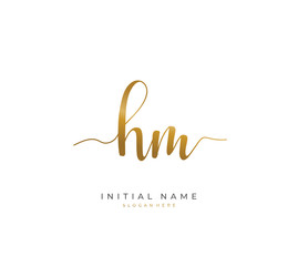 Handwritten letter H M HM for identity and logo. Vector logo template with handwriting and signature style.