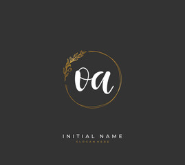 Handwritten letter O A OA for identity and logo. Vector logo template with handwriting and signature style.