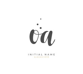 Handwritten letter O A OA for identity and logo. Vector logo template with handwriting and signature style.