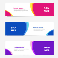 Set of three geometric banner with modern style , website banner template design. Landing page design , promotion banner , advertising. Easy to use and customize.  Vector Illustration EPS 10