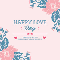 Unique Pattern of leaf and floral frame, for seamless happy love day greeting card design. Vector