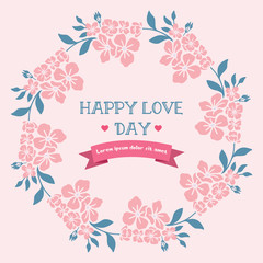Beautiful Crowd of leaf and flower frame, for happy love day greeting card template design romantic. Vector