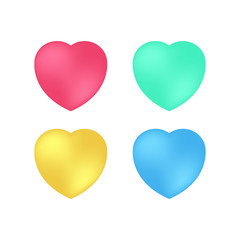 Set Collection. Colorful Heart Isolated On White Background. Vector