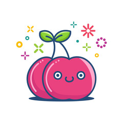 Cherry kawaii emoticon cartoon illustration