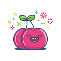 Cherry kawaii emoticon cartoon illustration