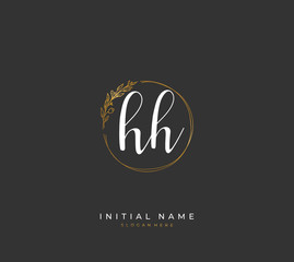  Handwritten letter H HH for identity and logo. Vector logo template with handwriting and signature style.