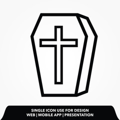 Obraz premium halloween coffin line icon.halloween coffin vector illustration.