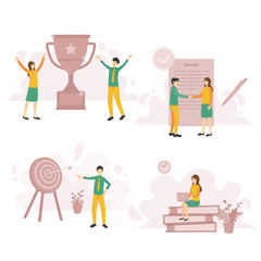 People goals and target illustration modern vector set  flat illustration