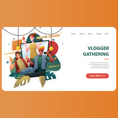 people activity for creating content vlogging colaboration vector illustration