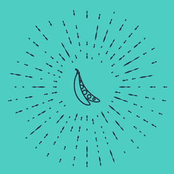 recommend clip art: Black line Kidney beans icon isolated on green background. Abstract circle random dots. Vector Illustration