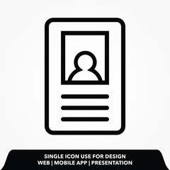 Identification card line icon design