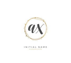 Handwritten letter A X AX for identity and logo. Vector logo template with handwriting and signature style.