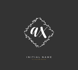 Handwritten letter A X AX for identity and logo. Vector logo template with handwriting and signature style.