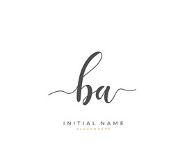 Handwritten letter B A BA for identity and logo. Vector logo template with handwriting and signature style.