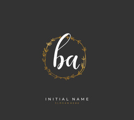 Handwritten letter B A BA for identity and logo. Vector logo template with handwriting and signature style.