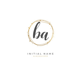 Handwritten letter B A BA for identity and logo. Vector logo template with handwriting and signature style.