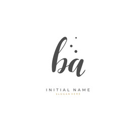 Handwritten letter B A BA for identity and logo. Vector logo template with handwriting and signature style.