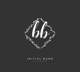 Handwritten letter B BB for identity and logo. Vector logo template with handwriting and signature style.