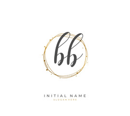 Handwritten letter B BB for identity and logo. Vector logo template with handwriting and signature style.