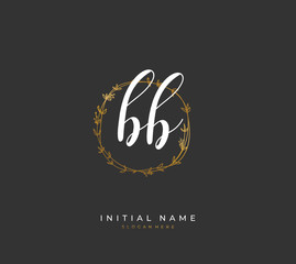 Handwritten letter B BB for identity and logo. Vector logo template with handwriting and signature style.