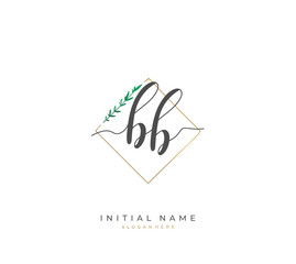 Handwritten letter B BB for identity and logo. Vector logo template with handwriting and signature style.