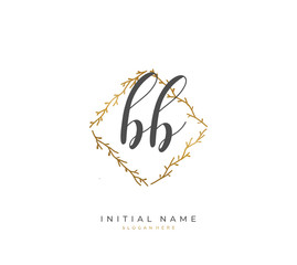 Handwritten letter B BB for identity and logo. Vector logo template with handwriting and signature style.
