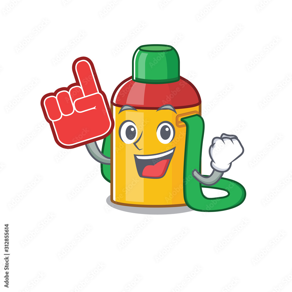 Sticker Kids water bottle Scroll mascot cartoon style with Foam finger