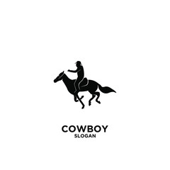 Cowboy riding horse logo icon design vector