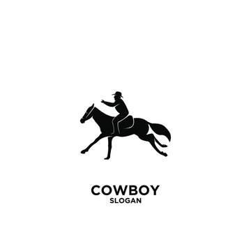Cowboy riding horse logo icon design vector