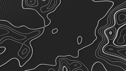 Topographic background and texture, abstract monochrome image. 3D waves. Cartography Background. Map mockup infographics. Wavy backdrop. Cardboard.