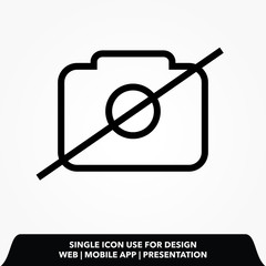 Outline forbidden camera line icon.forbidden camera vector illustration.