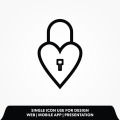 Outline heart lock line icon.heart lock vector illustration.