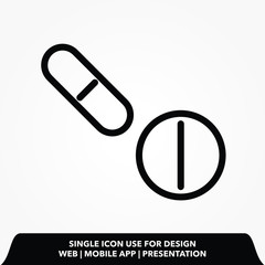Outline pill line icon.pill vector illustration.