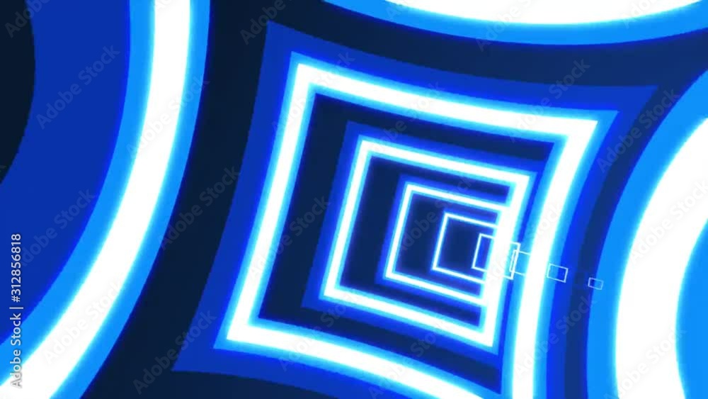 Poster infinite blue color squares tunnel move forwards abstract animated backdrop