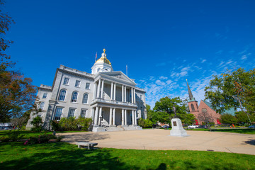New Hampshire State House, Concord, New Hampshire NH, USA. New Hampshire State House is the nation's oldest state house, built in 1816 - 1819. - obrazy, fototapety, plakaty