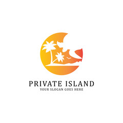 Private Island travel logo template