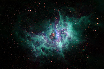 Beautiful cosmic nebula. In turquoise tones. Elements of this image were furnished by NASA © Artsiom P