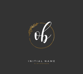 Handwritten letter O B OB for identity and logo. Vector logo template with handwriting and signature style.