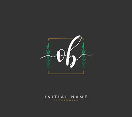 Handwritten letter O B OB for identity and logo. Vector logo template with handwriting and signature style.