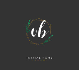 Handwritten letter O B OB for identity and logo. Vector logo template with handwriting and signature style.