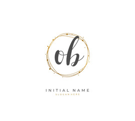 Handwritten letter O B OB for identity and logo. Vector logo template with handwriting and signature style.