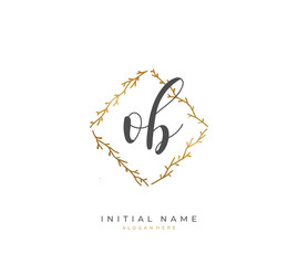 Handwritten letter O B OB for identity and logo. Vector logo template with handwriting and signature style.