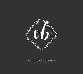 Handwritten letter O B OB for identity and logo. Vector logo template with handwriting and signature style.
