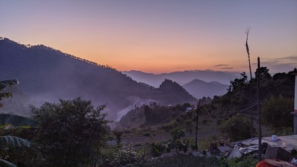 sunset in mountains