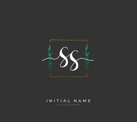 Handwritten letter S SS for identity and logo. Vector logo template with handwriting and signature style.