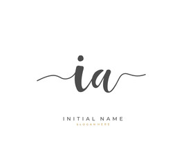 Handwritten letter I A IA for identity and logo. Vector logo template with handwriting and signature style.