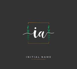 Handwritten letter I A IA for identity and logo. Vector logo template with handwriting and signature style.