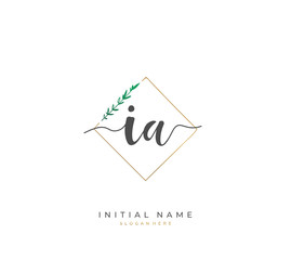 Handwritten letter I A IA for identity and logo. Vector logo template with handwriting and signature style.